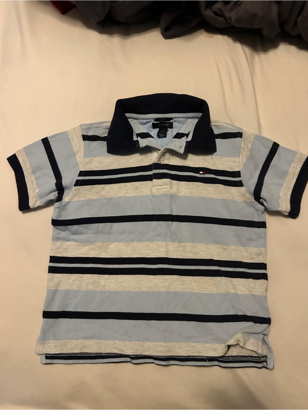 Tommy Hilfiger Light Blue, Navy & Grey Striped Polo